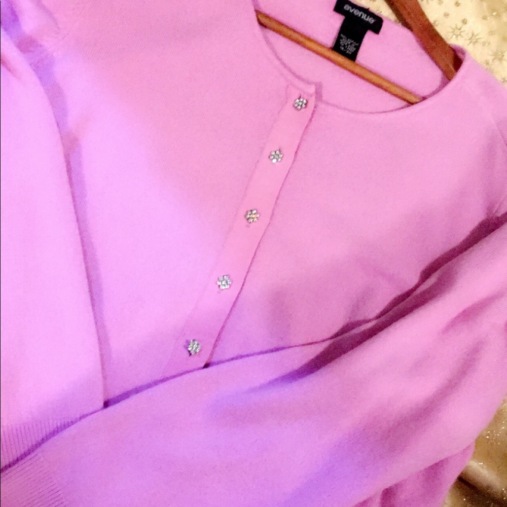 Avenue Pink Button Down Sweater